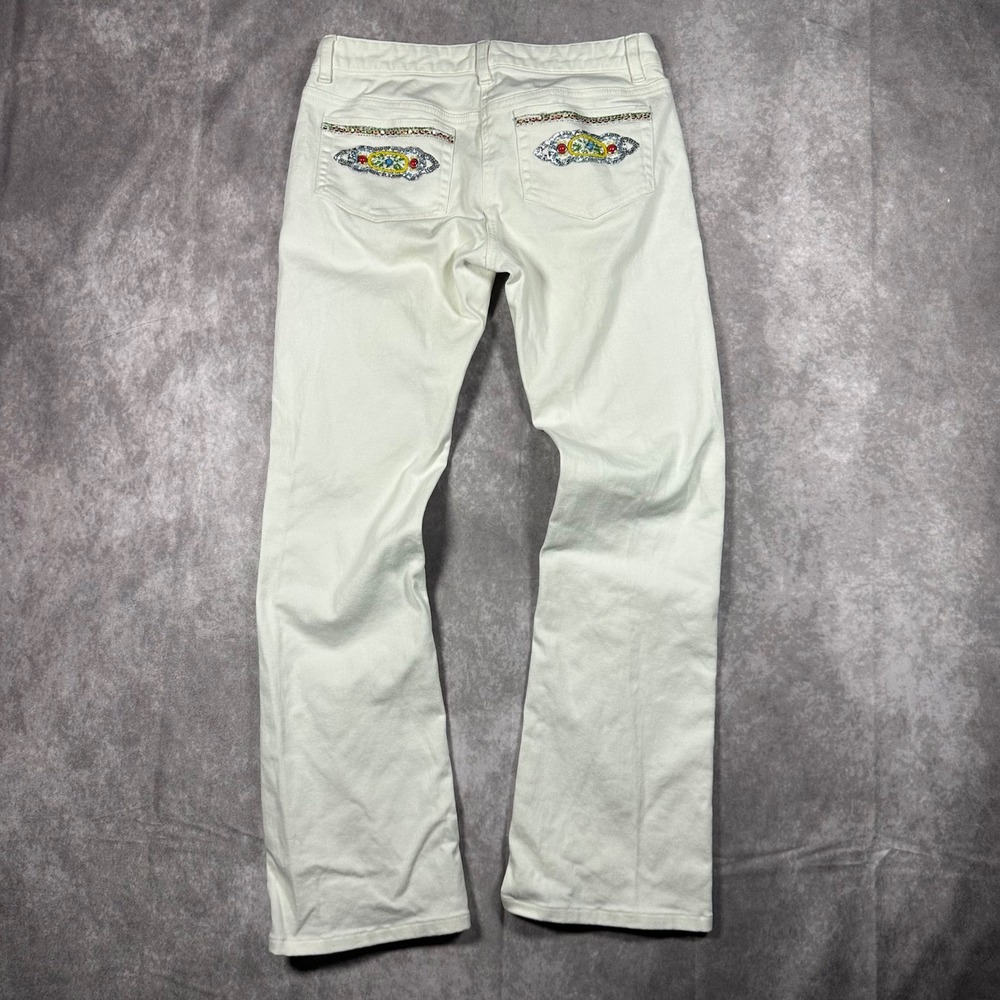 Laundry by Shelli‎ Segal Low Rise Jeans Womens 2 White Beaded Embroidered Pocket